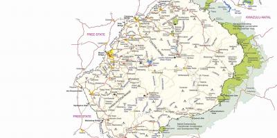 Peta Lesotho jawatan sempadan